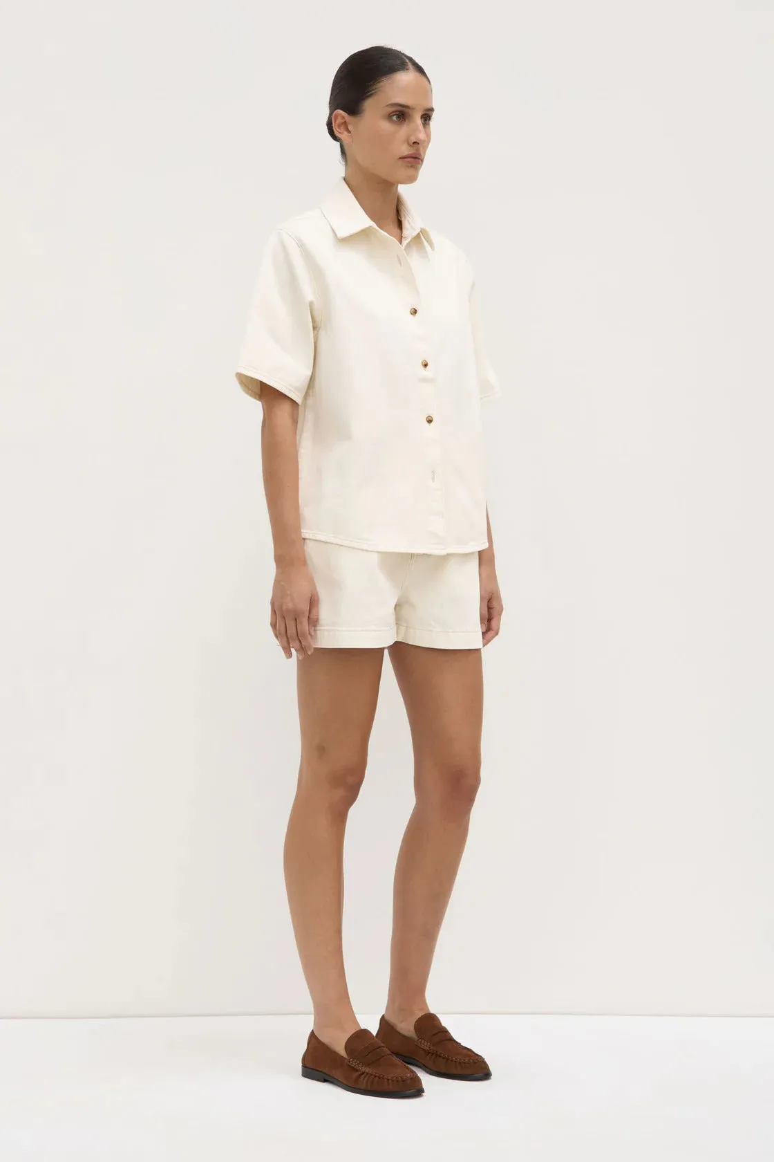 Assembly Label | Boxy Denim Short Sleeve Shirt - Ecru sold by Sister & Co product image thumbnail 2