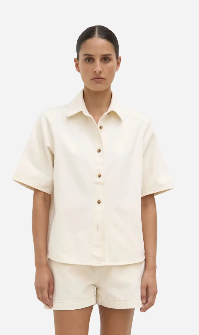 Assembly Label | Boxy Denim Short Sleeve Shirt - Ecru sold by Sister & Co