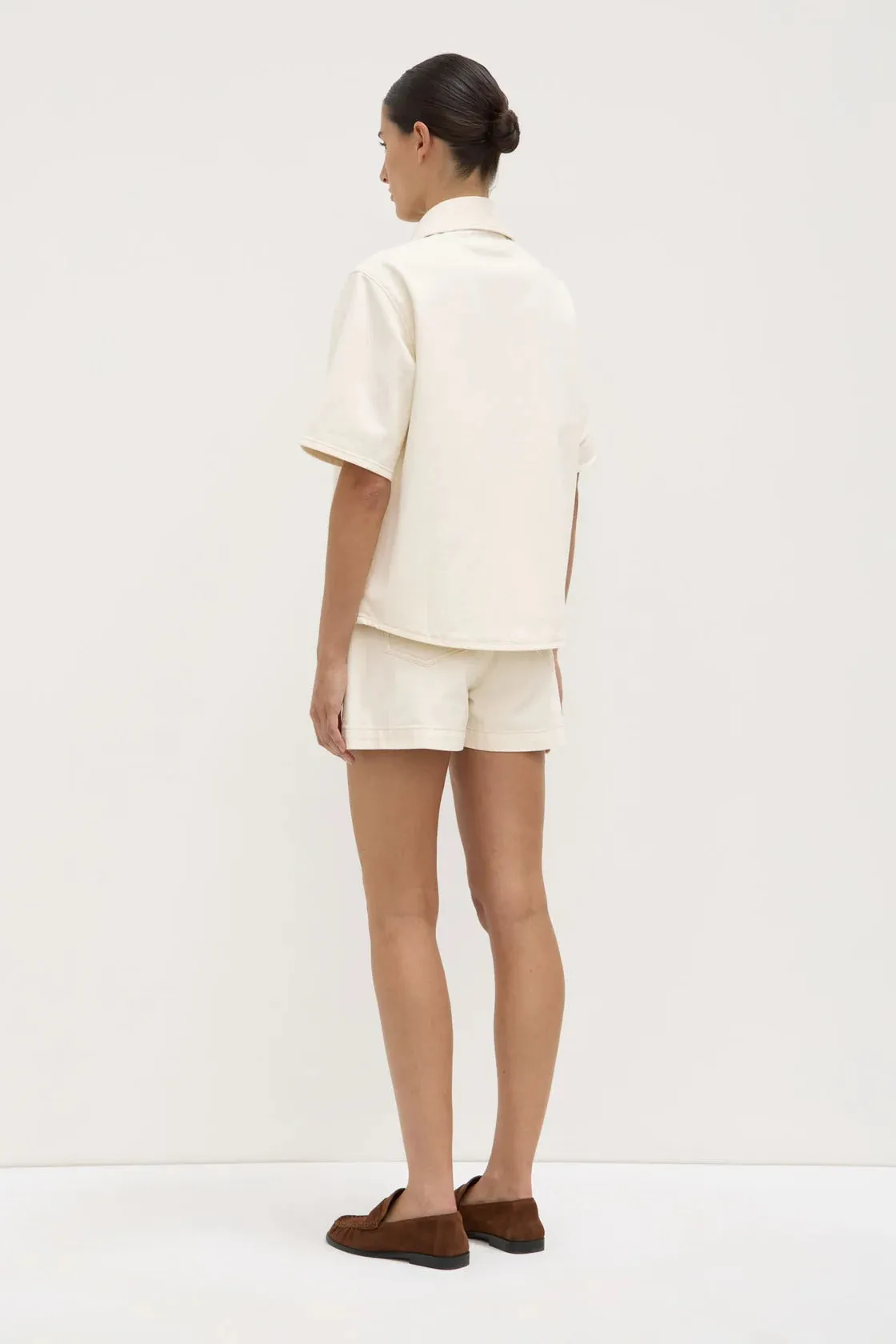 Assembly Label | Boxy Denim Short Sleeve Shirt - Ecru sold by Sister & Co product image thumbnail 3