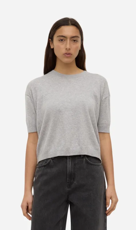 Assembly Label | Vanya Cotton Cashmere Knit Tee - Grey Marle sold by Sister & Co