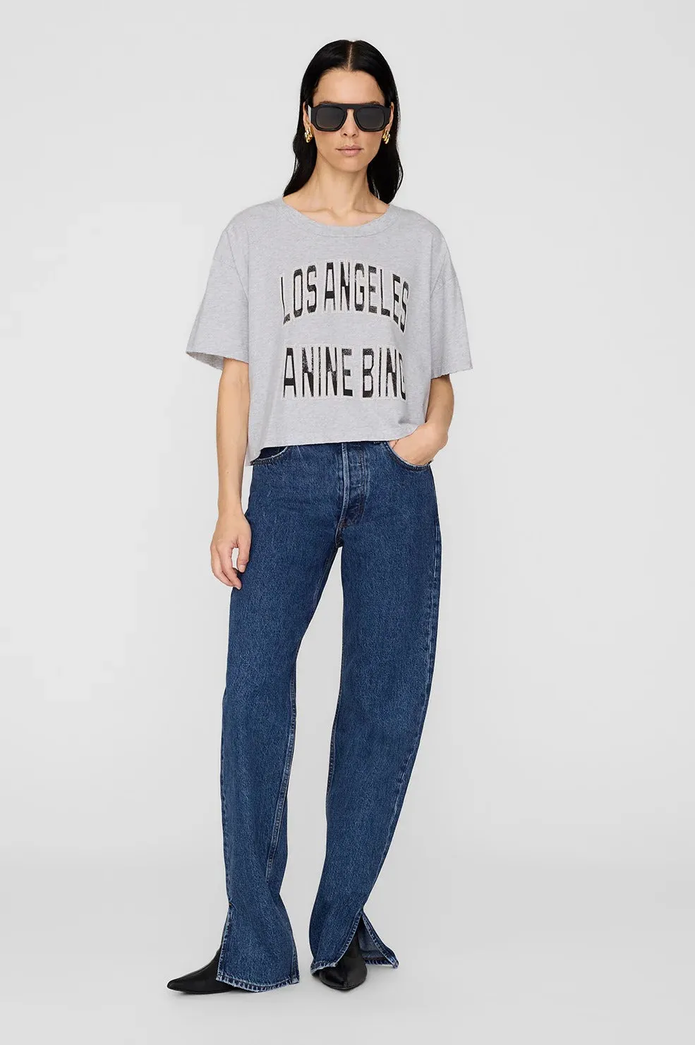 Anine Bing | Johnny Cropped Tee - Grey sold by Sister & Co product image thumbnail 2