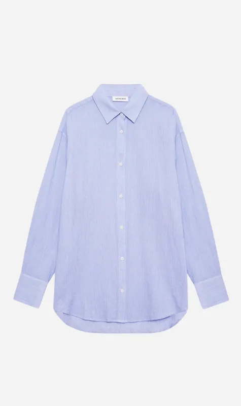 Anine Bing | Plaza Shirt - Blue & White Mini Stripe sold by Sister & Co