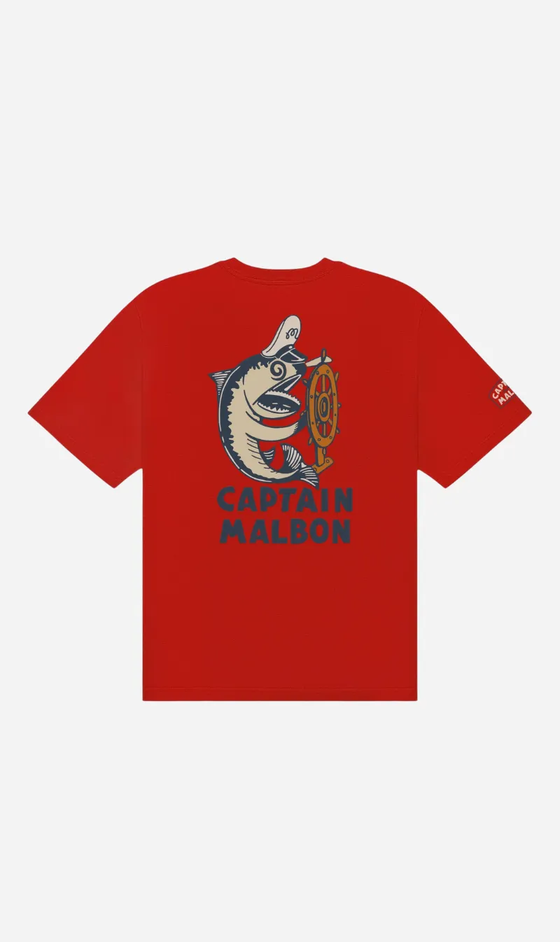 Malbon | Vista Captain Tee - Red sold by Sisters & Co