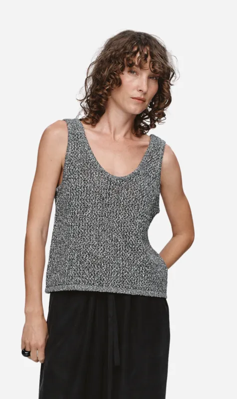 Marle | Nova Top - Black/Ivory Melange sold by Sisters & Co