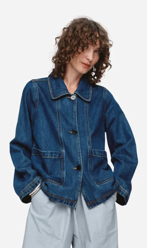 Marle | Cropped Pea Jacket - Washed Indigo sold by Sister & Co