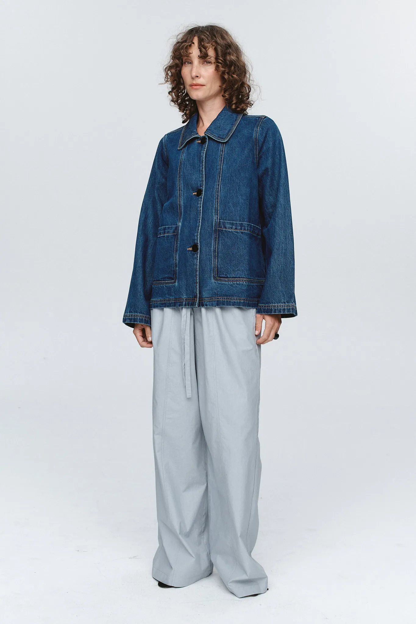 Marle | Cropped Pea Jacket - Washed Indigo sold by Sisters & Co product image thumbnail 3
