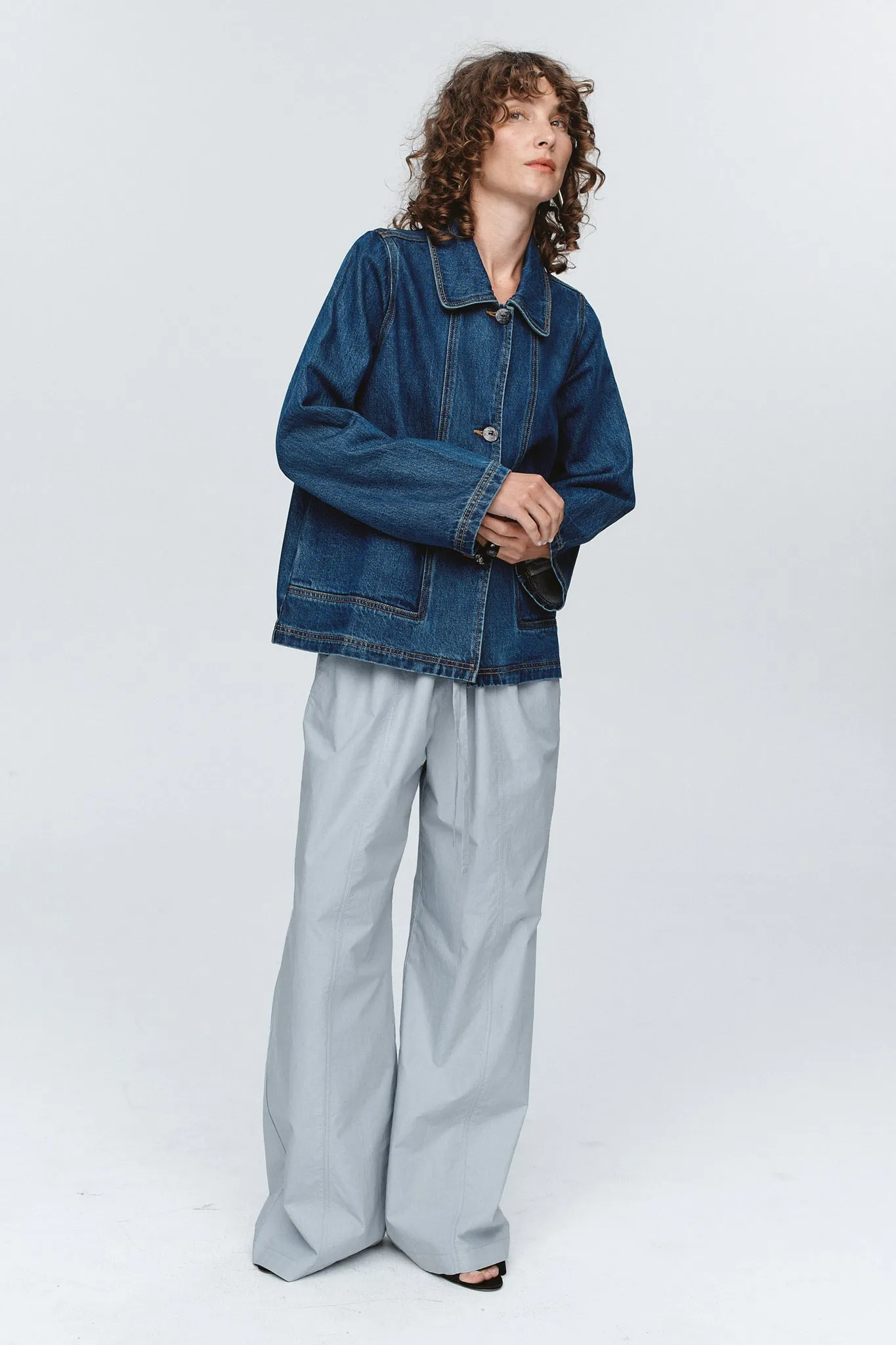 Marle | Cropped Pea Jacket - Washed Indigo sold by Sisters & Co product image thumbnail 4