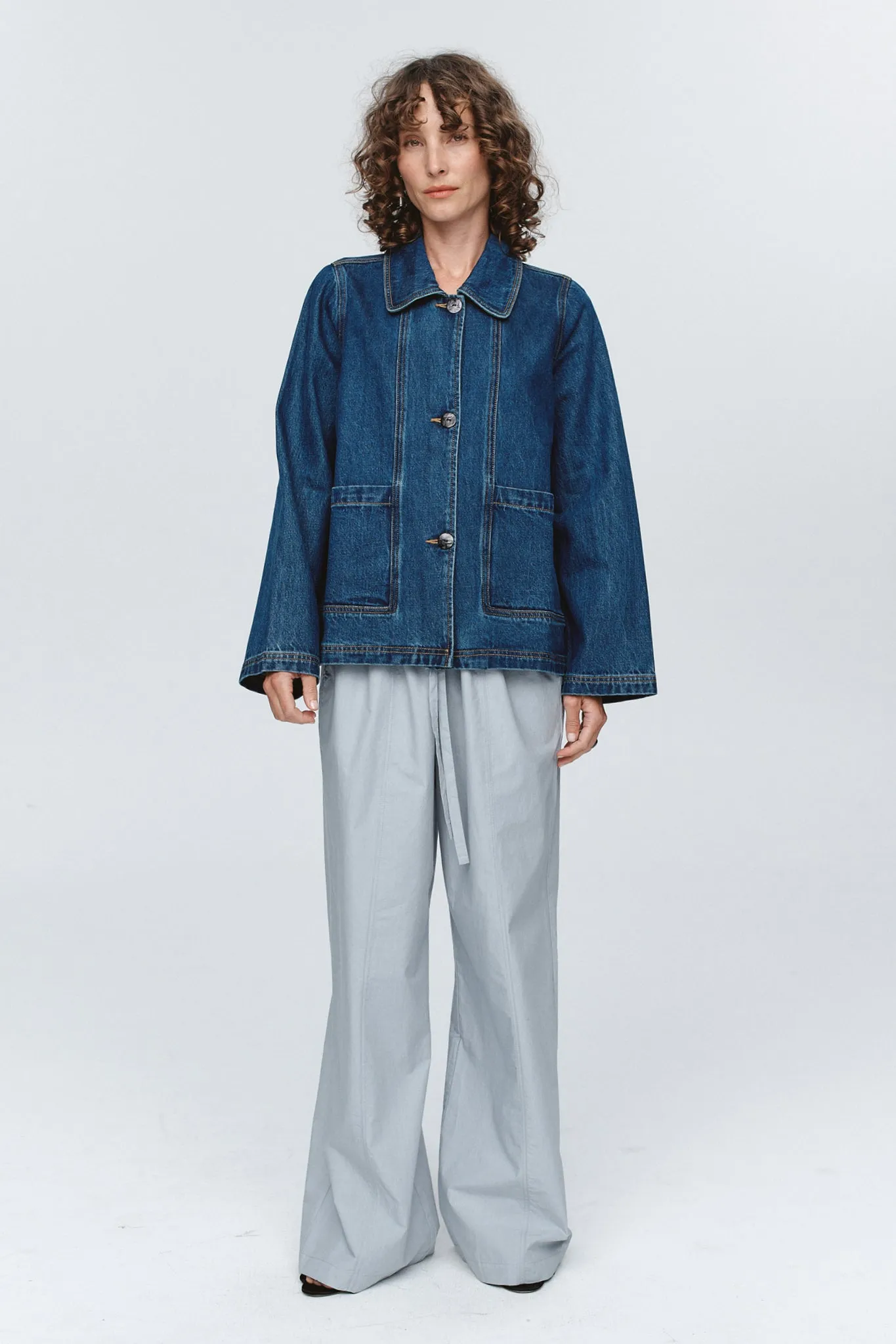 Marle | Cropped Pea Jacket - Washed Indigo sold by Sisters & Co product image thumbnail 2