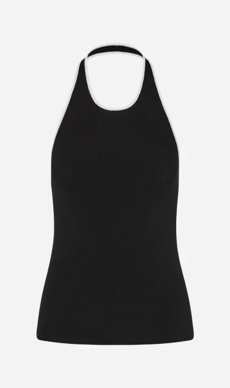 St Agni | Fine Line Halter Top - Black sold by Sister & Co