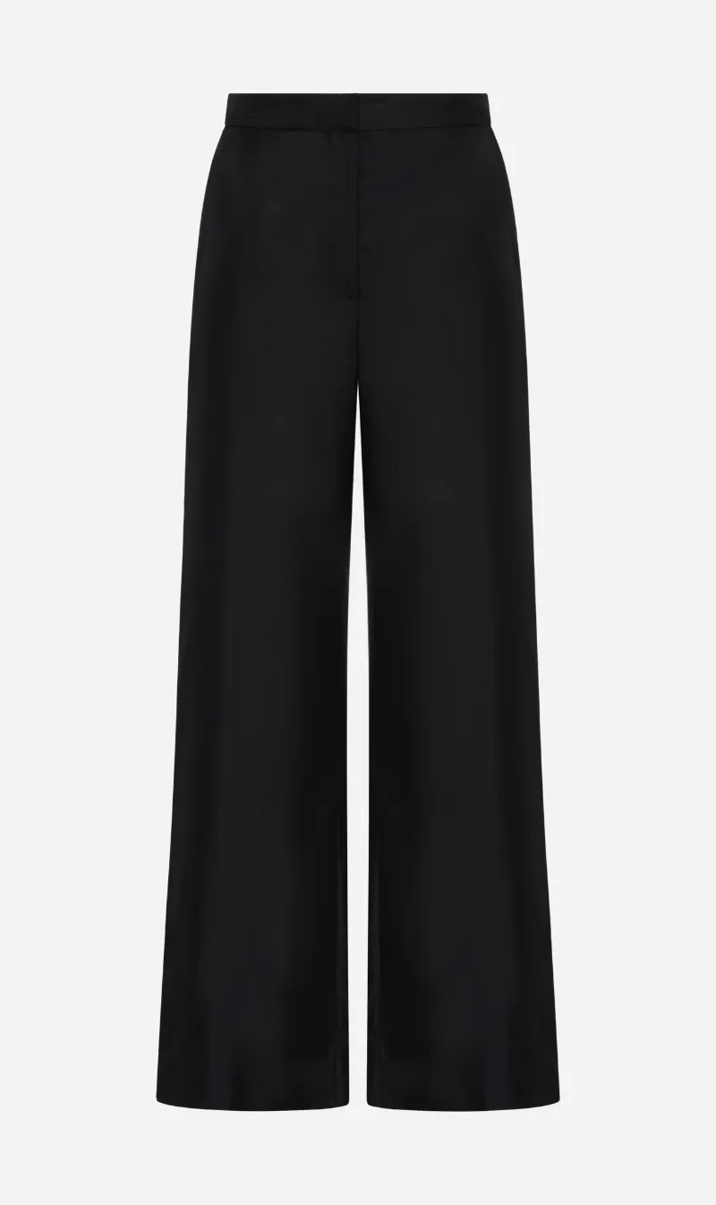 St Agni | Silk Twill Pants - Black sold by Sisters & Co
