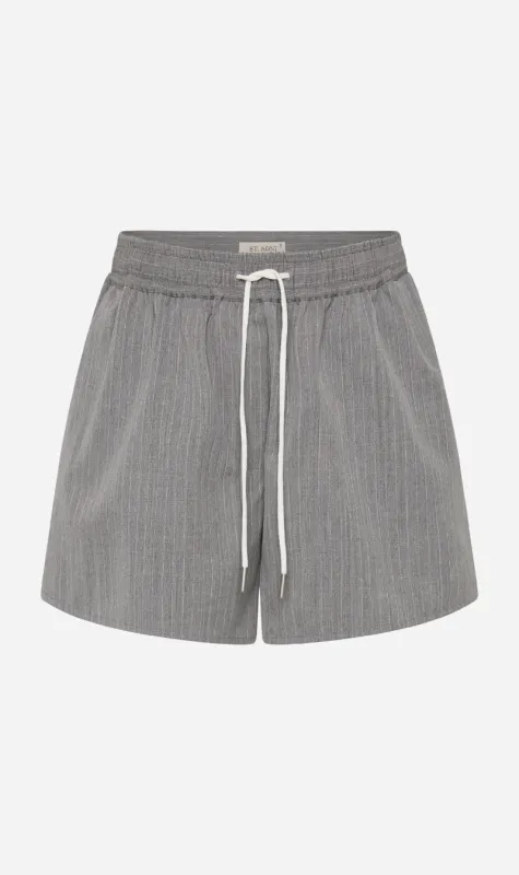 St Agni | Tailored Boxer Shorts - Grey Pinstripe sold by Sister & Co