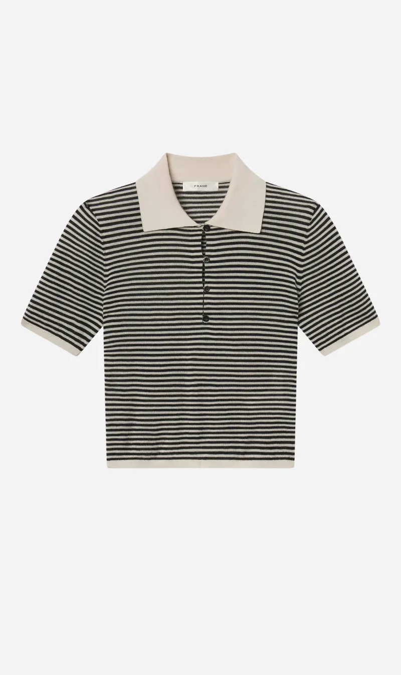 Frame Denim | The Smart Polo - Cream Multi sold by Sisters & Co