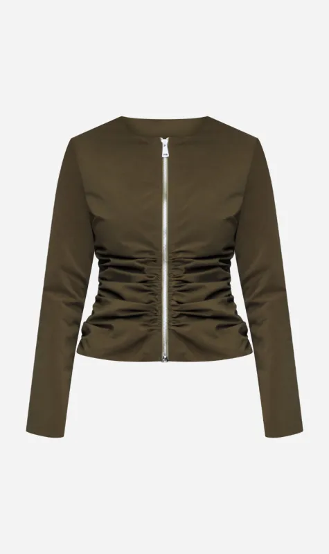 Wynn Hamlyn | Zipper Long Sleeve Top - Khaki sold by Sister & Co