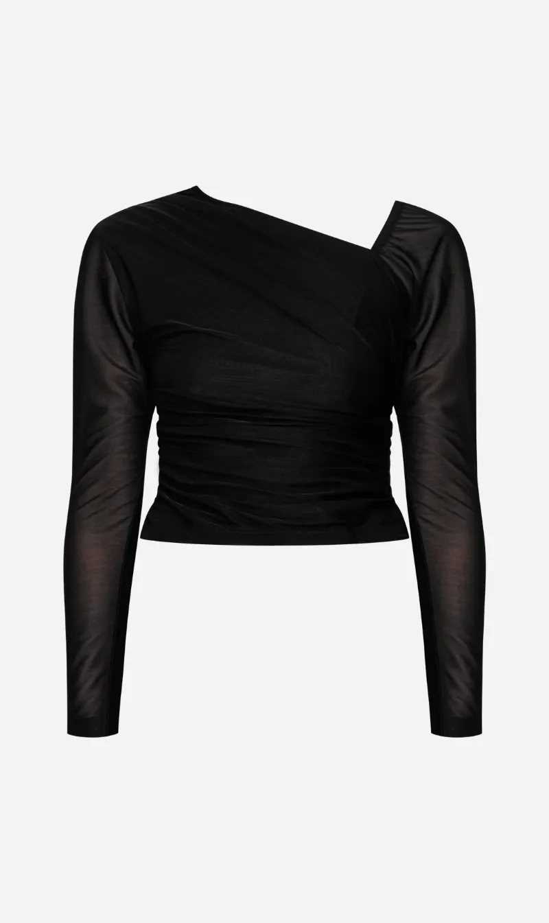 Wynn Hamlyn | Eva Long Sleeve Top - Black sold by Sisters & Co