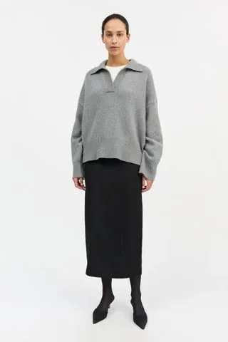 Skall Studio | Dean V-Neck Jumper - Grey Melange sold by Sisters & Co product image thumbnail 3