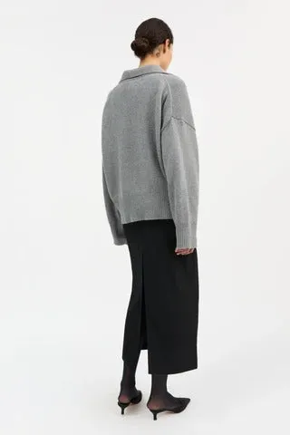 Skall Studio | Dean V-Neck Jumper - Grey Melange sold by Sisters & Co product image thumbnail 4