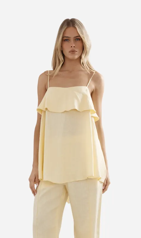 Caitlin Crisp | Rio Top - Yellow Linen sold by Sister & Co
