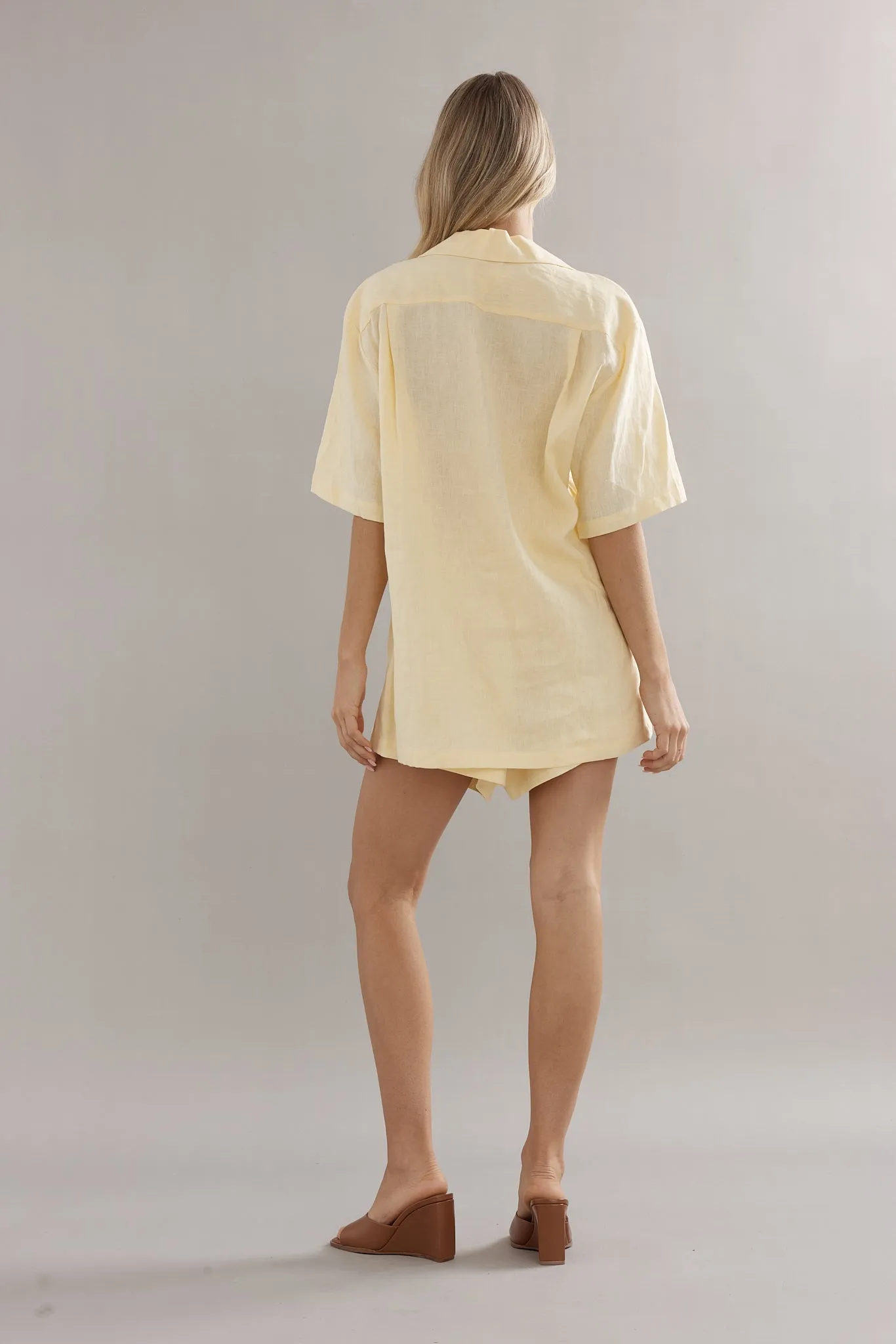 Caitlin Crisp | Ibiza Shirt - Yellow Linen sold by Sister & Co product image thumbnail 4