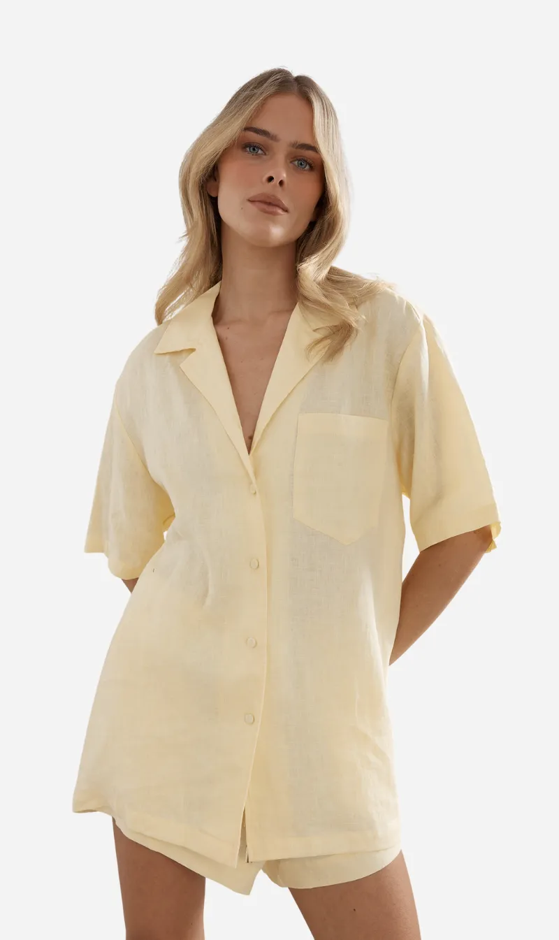 Caitlin Crisp | Ibiza Shirt - Yellow Linen sold by Sister & Co