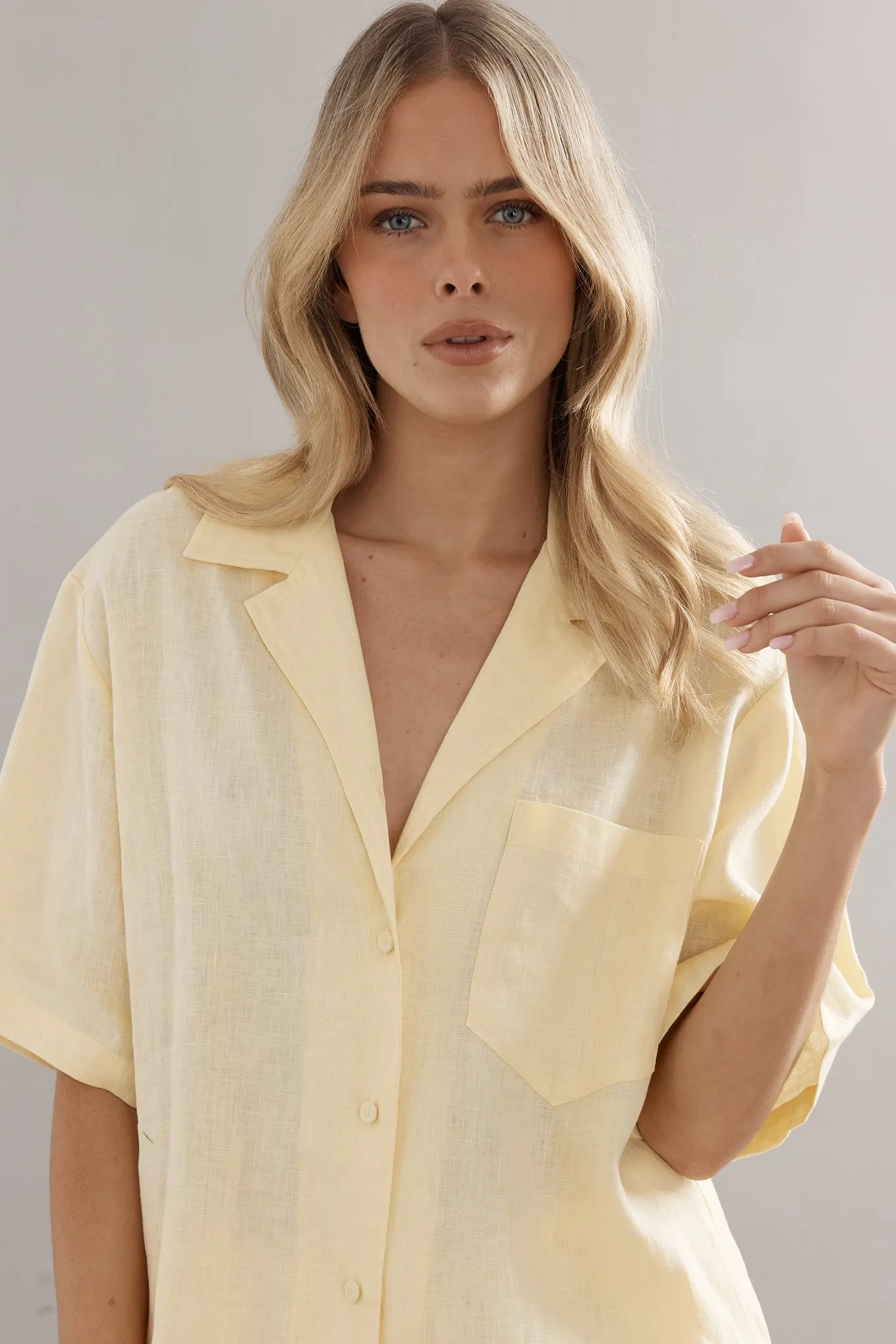 Caitlin Crisp | Ibiza Shirt - Yellow Linen sold by Sister & Co product image thumbnail 5
