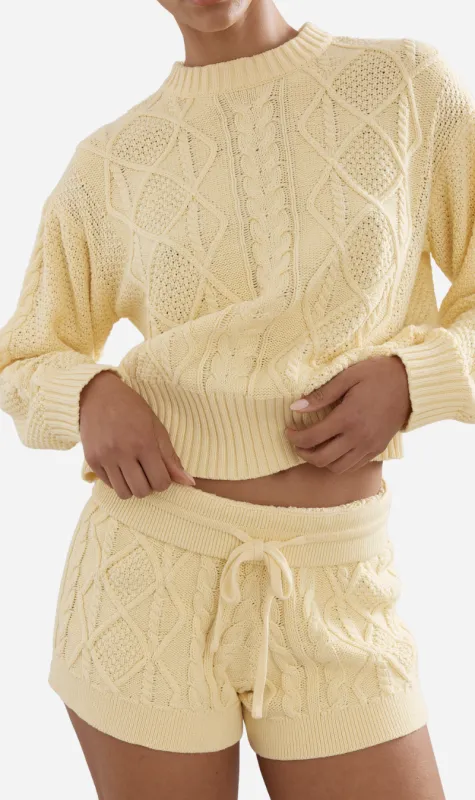 Caitlin Crisp | Cotton Cable Knit Shorts - Yellow sold by Sister & Co