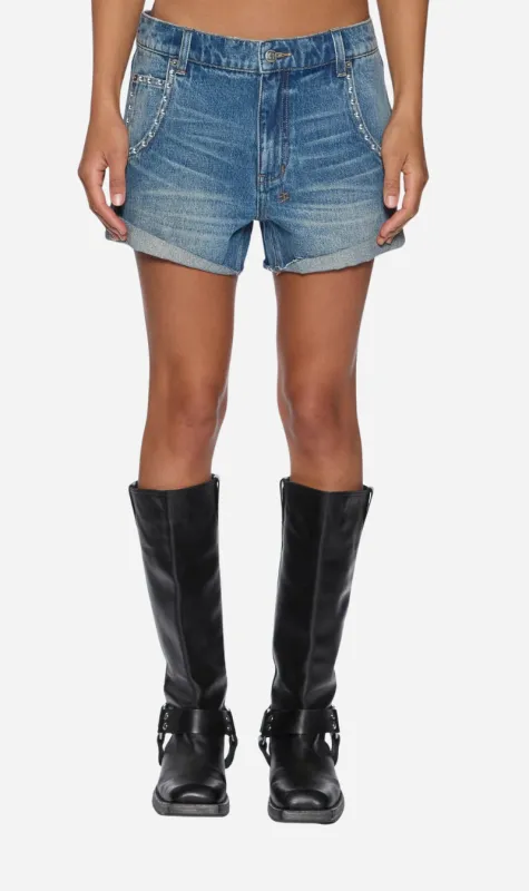 Ksubi | Baggy Short - Texas Blue Studded sold by Sister & Co