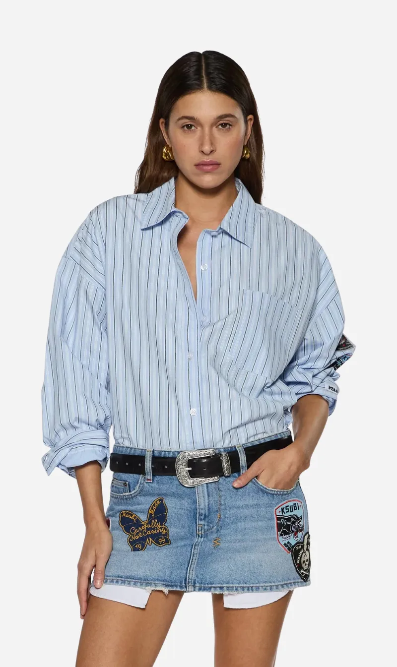 Ksubi | Astra Ls Shirt - Blue Stripe Badge sold by Sister & Co