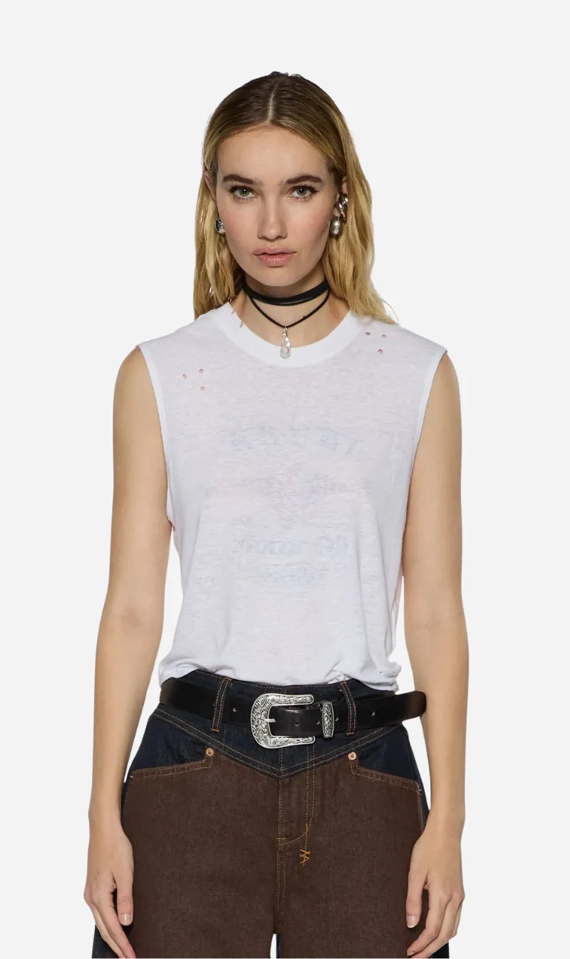 Ksubi | Motor Oil Moss Tank - White sold by Sisters & Co