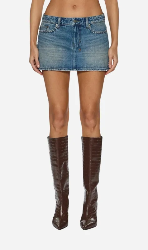 Ksubi | Micro Mini Skirt - Texas Blue Studded sold by Sister & Co