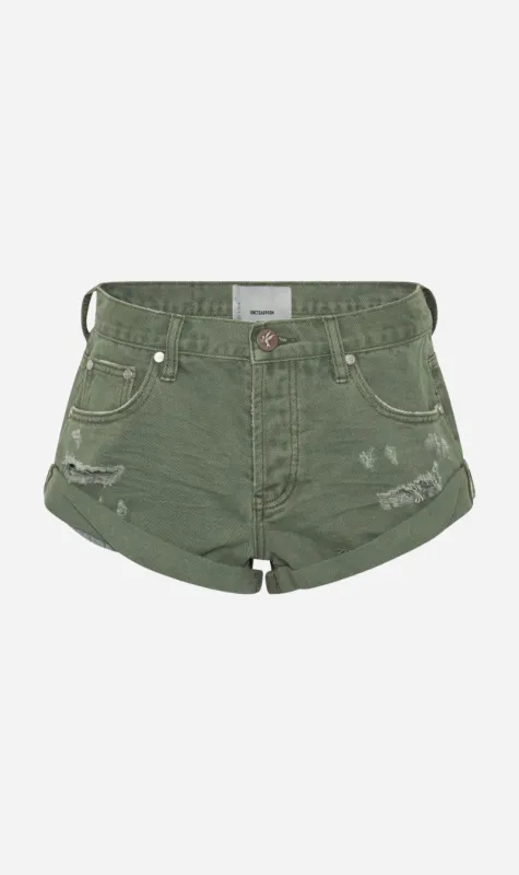 One Teaspoon | Bandit Low Waist Denim Short - Super Khaki sold by Sisters & Co