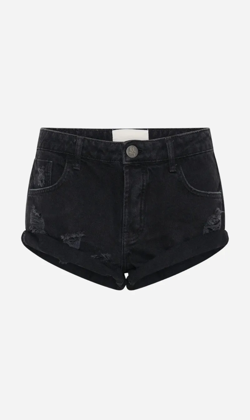 One Teaspoon | Bandit Low Waist Denim Short - Double Black sold by Sister & Co
