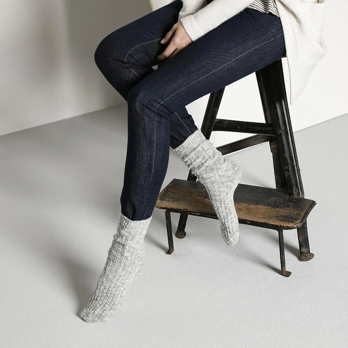 Birkenstock | Womens Cotton Slub Socks - Grey/White sold by Sisters & Co product image thumbnail 2
