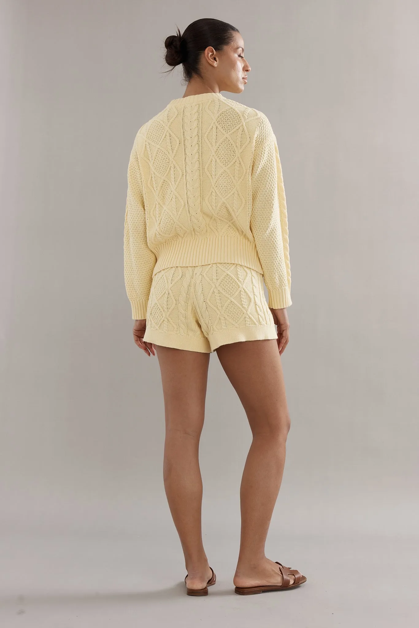 Caitlin Crisp | Cotton Cable Knit Jumper - Yellow sold by Sisters & Co product image thumbnail 4
