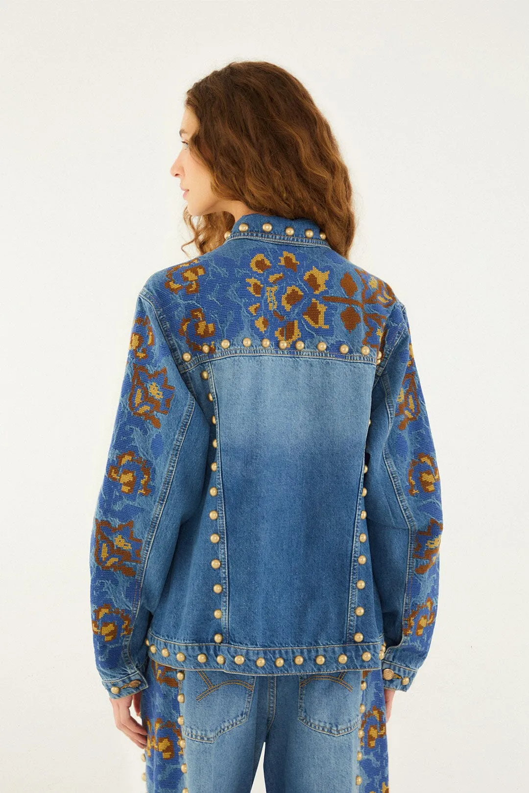 Farm Rio | Studs Metal Denim Jacket - Denim sold by Sisters & Co product image thumbnail 3