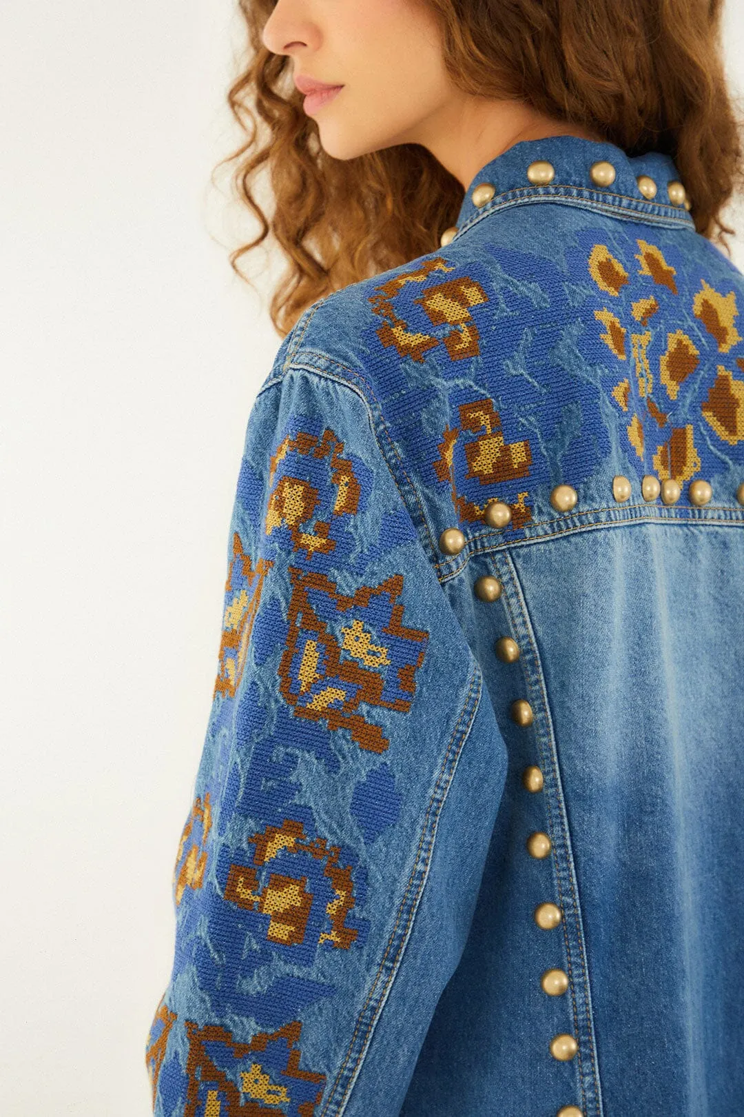 Farm Rio | Studs Metal Denim Jacket - Denim sold by Sisters & Co product image thumbnail 5