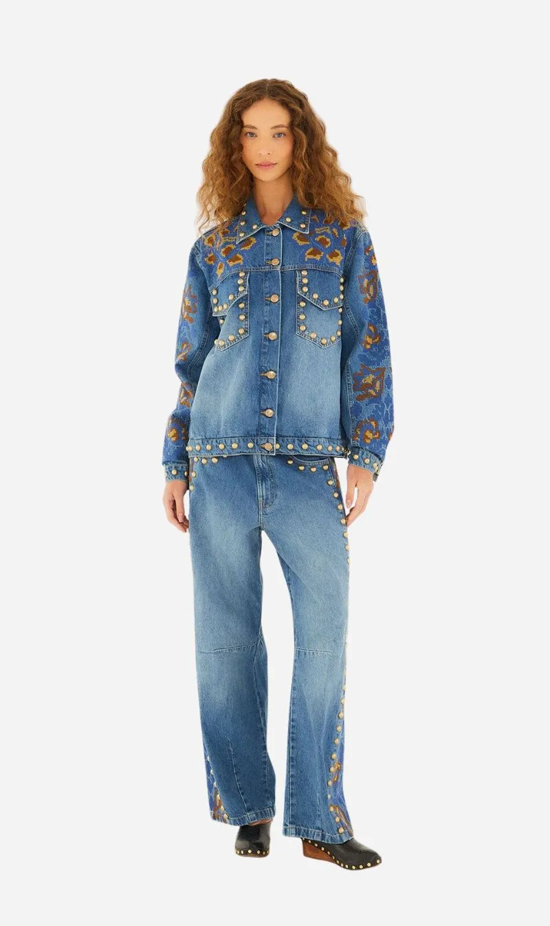 Farm Rio | Studs Metal Denim Jacket - Denim sold by Sisters & Co