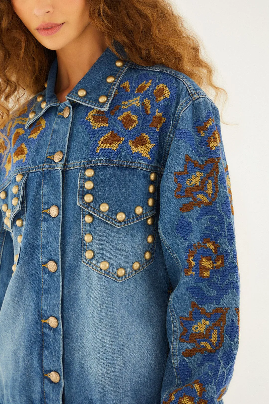 Farm Rio | Studs Metal Denim Jacket - Denim sold by Sisters & Co product image thumbnail 4