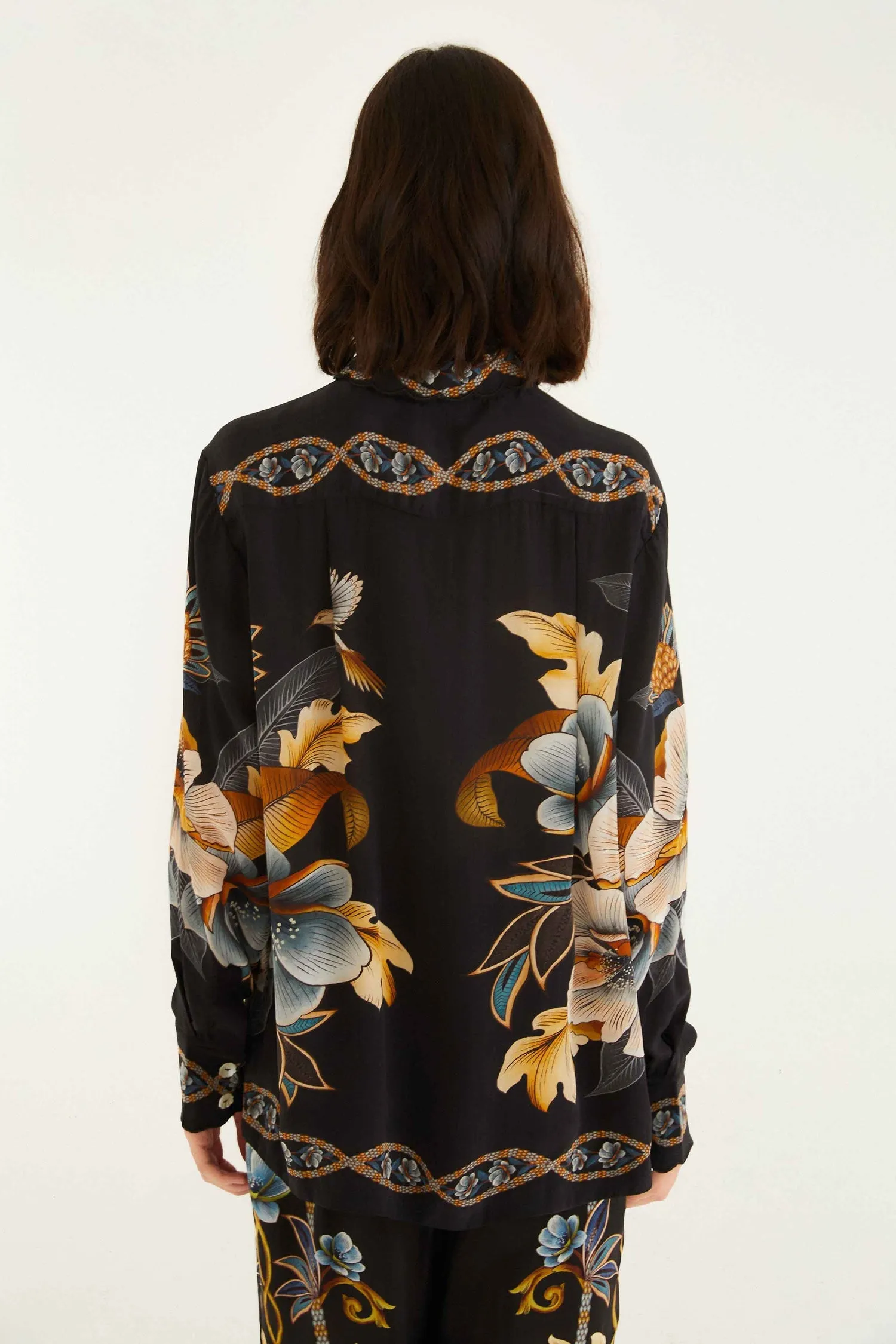 Farm Rio | Pajama Shirt - Snake Floral Black sold by Sister & Co product image thumbnail 4