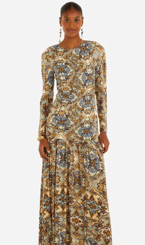 Farm Rio | Blue Long Sleeve Maxi Dress - Winter Tapestry Blue sold by Sister & Co
