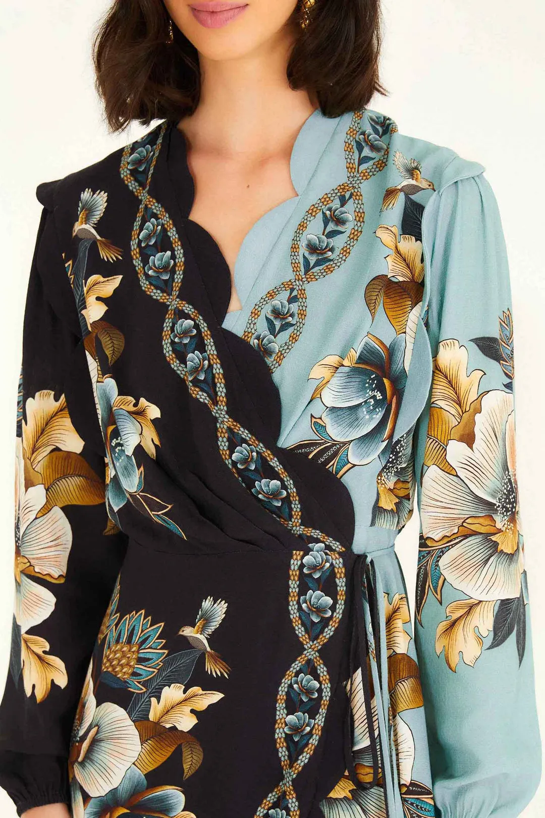 Farm Rio | Wrap Wavy Mini Dress - Snake Garden Mix sold by Sisters & Co product image thumbnail 3