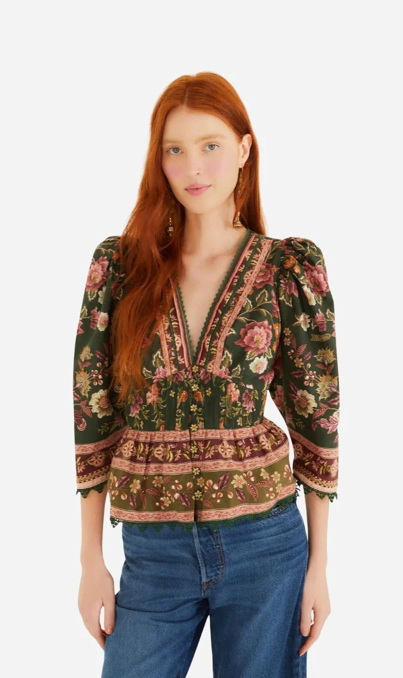 Farm Rio | Flowering Garden Tree Blouse - Green sold by Sisters & Co