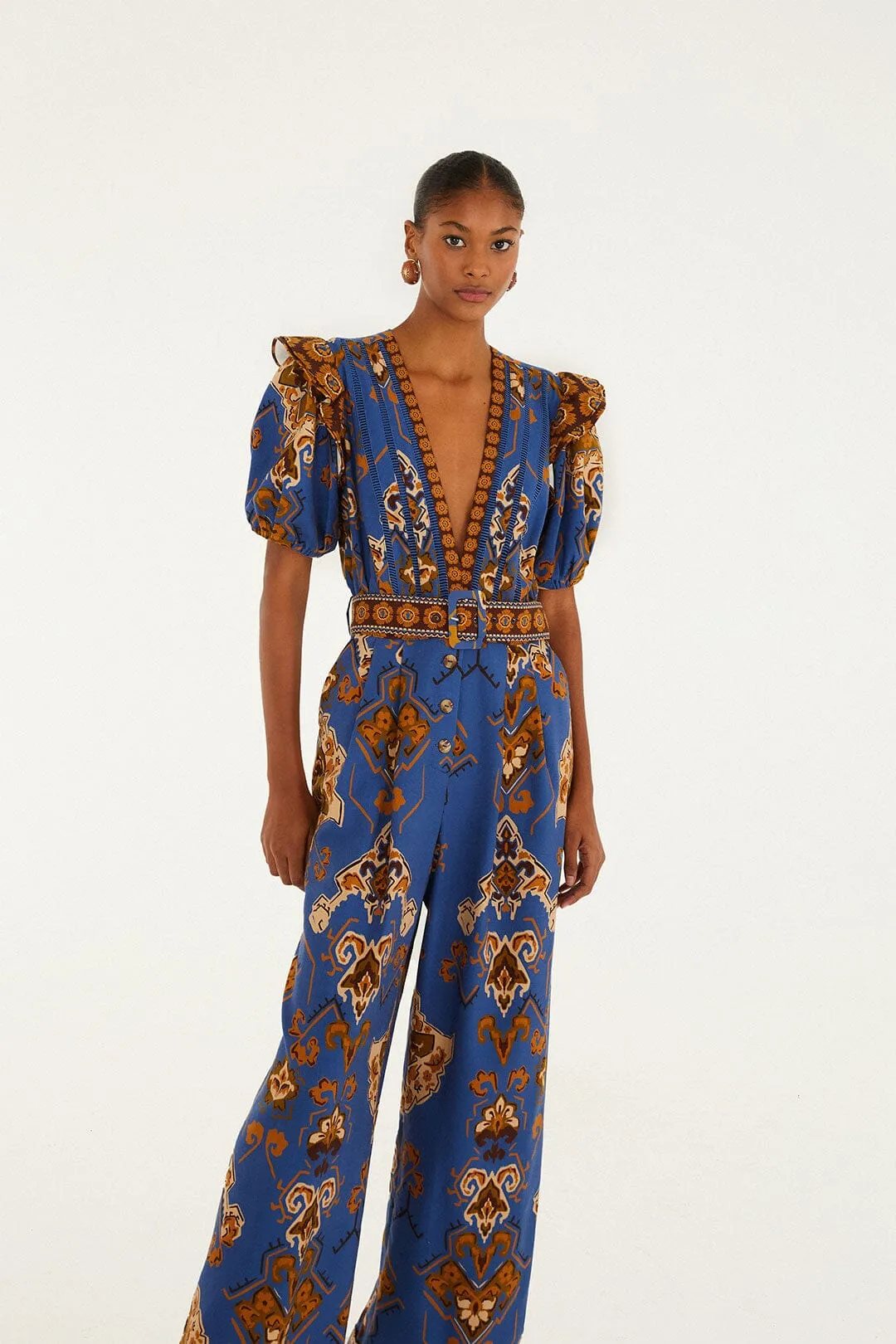 Farm Rio | Ornament Floral Blue Jumpsuit - Blue sold by Sister & Co product image thumbnail 2
