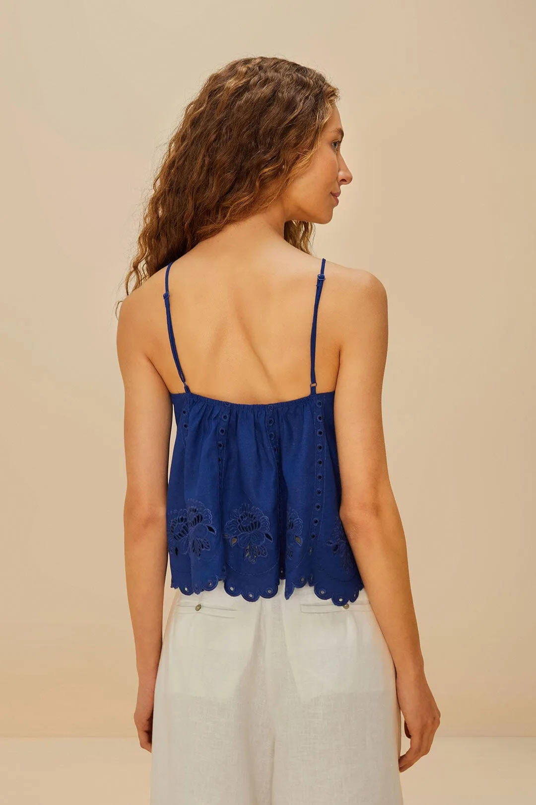 Farm Rio | Richelieu Sleeveless Blouse - Blue sold by Sisters & Co product image thumbnail 3