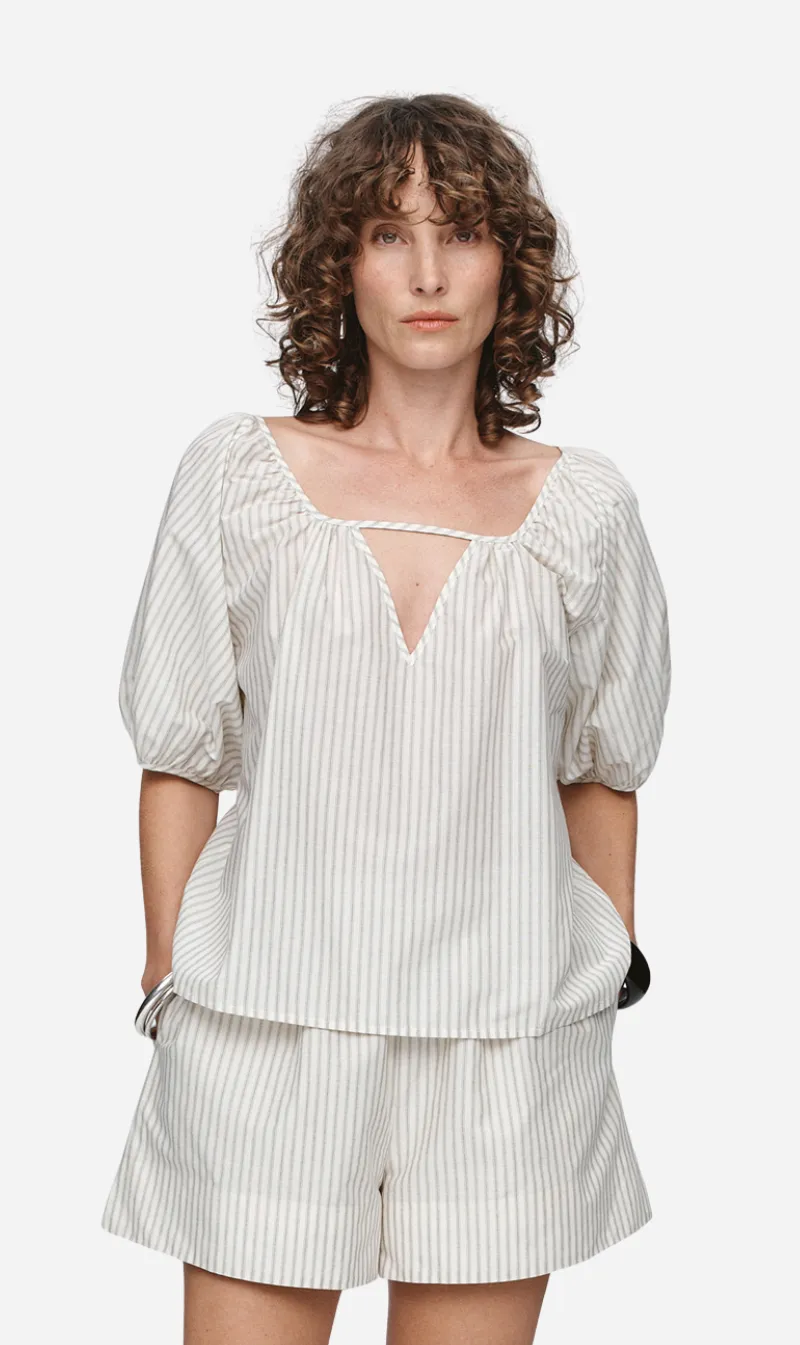 Marle | Kendra Top - Grey Stripe sold by Sister & Co