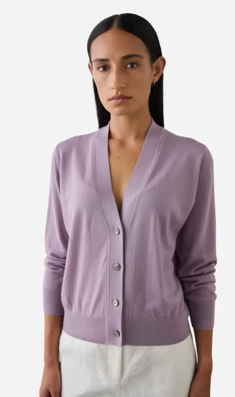 Laing | Merino V Neck Cardigan - Iris sold by Sister & Co