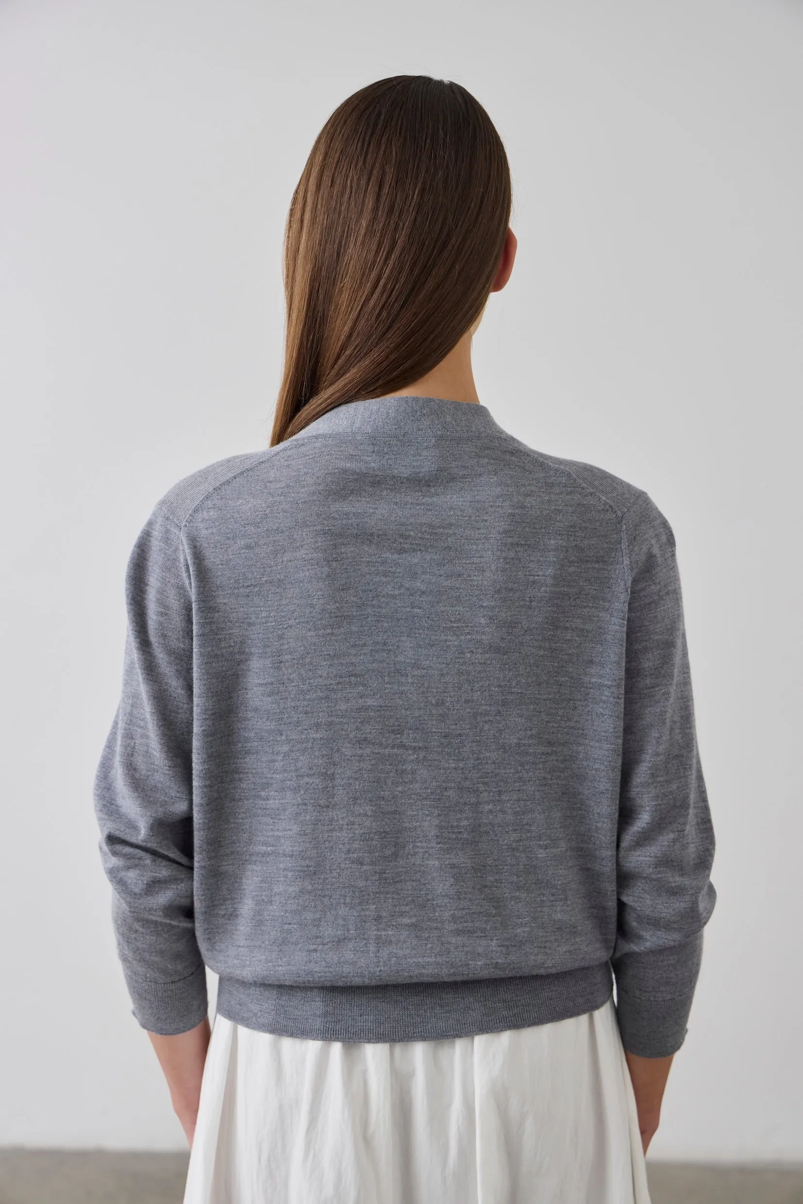Laing | Merino V Neck Cardi - Grey Marle sold by Sister & Co product image thumbnail 4