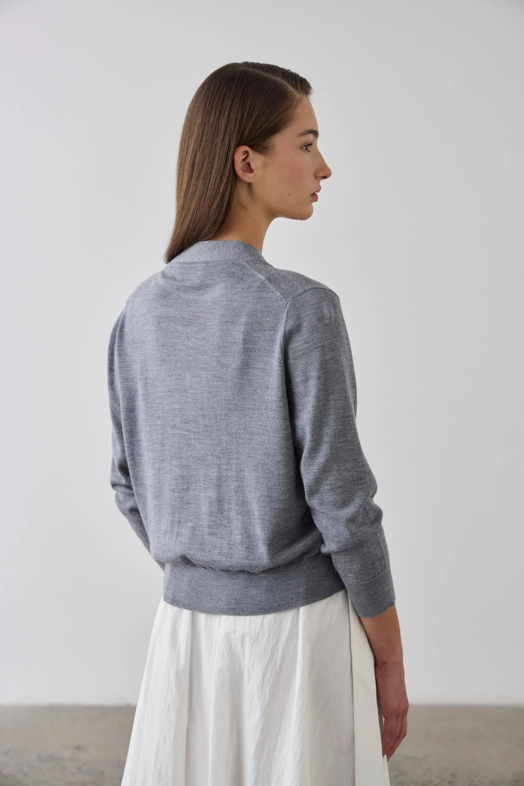 Laing | Merino V Neck Cardi - Grey Marle sold by Sister & Co product image thumbnail 5