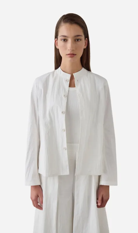 Laing | Mandarin Shirt Jacket - White sold by Sister & Co