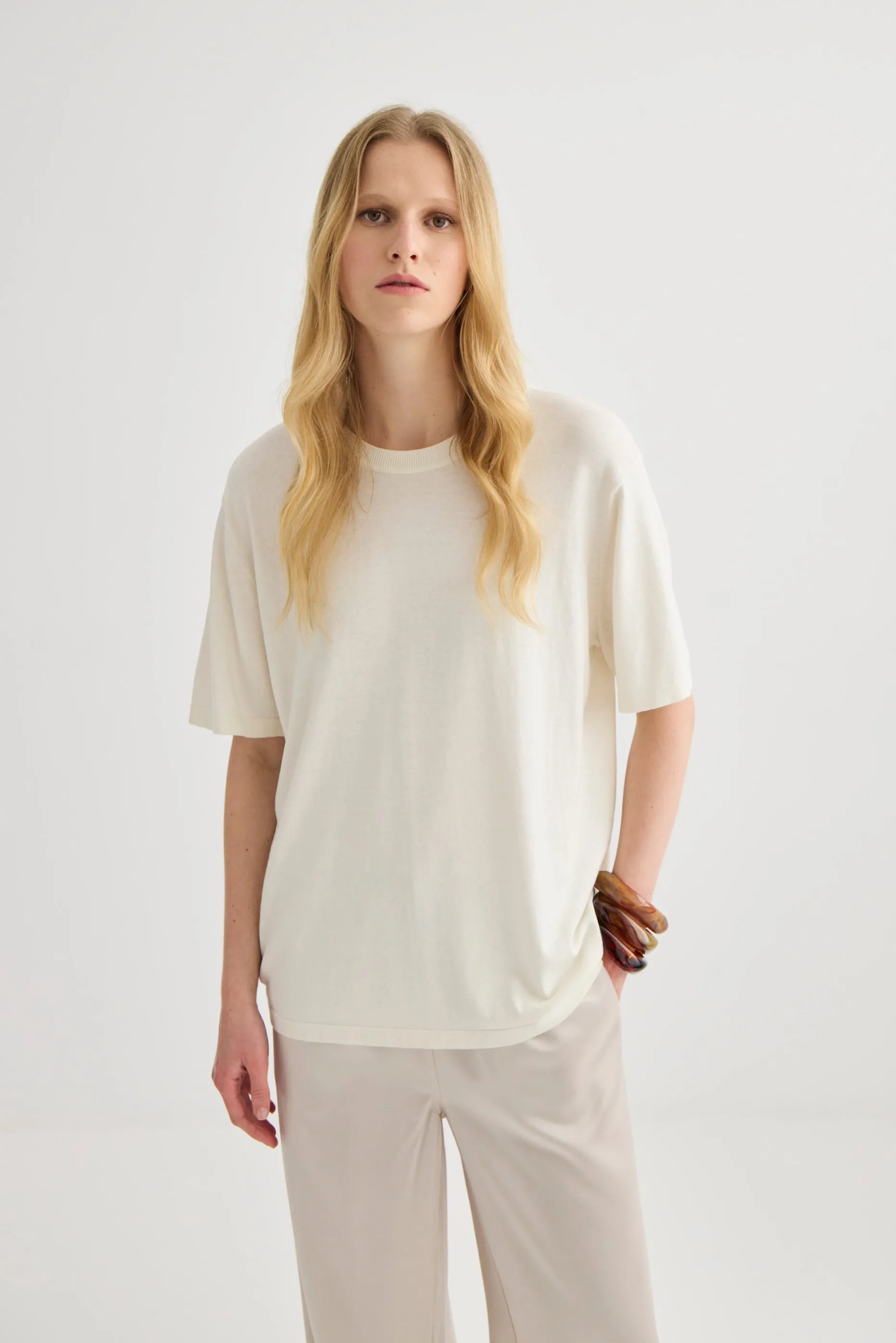 Laing | Short Sleeve Silk Blend Knit - Cream sold by Sisters & Co product image thumbnail 3