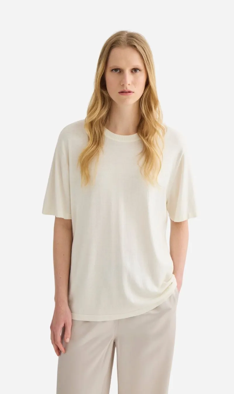 Laing | Short Sleeve Silk Blend Knit - Cream sold by Sisters & Co